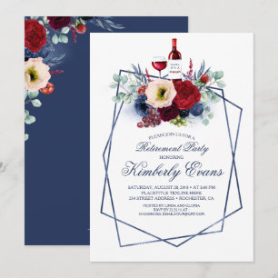 Invitation Burgundy Navy Blue Wine Tasting Retraite