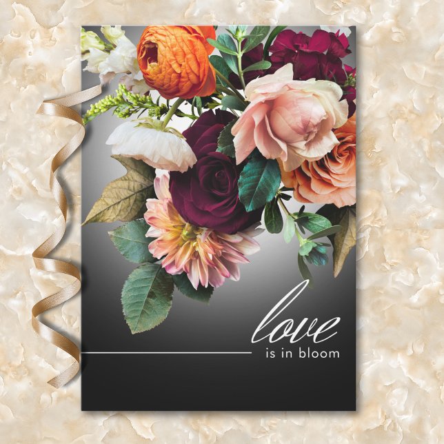Invitation Burgundy Orange Floral Love est en Fleur Douche (Burgundy Orange Floral Love is in Bloom Shower Invitation)