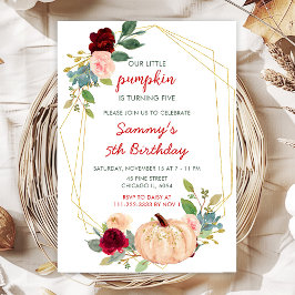Invitation Burgundy Red et Blush Citrouille fête d'anniversai