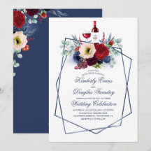 Burgundy Red et Navy Blue Floral WinMariage