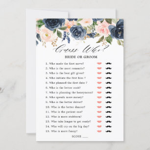 Invitation Burgundy Red Navy Blue Floral Bride jeu de douche