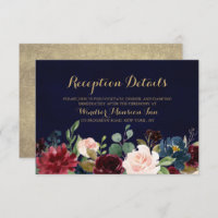 Burgundy Red Navy Floral Rustic Boho Réception