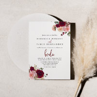 Burgundy Rose Blush Floral Mariage