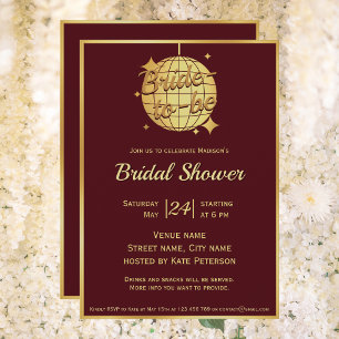 Invitation Burgundy rouge or disco balle nuptiale
