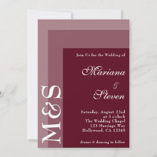 Invitation Burgundy Simple Moderne Mariage Script Chic Invita