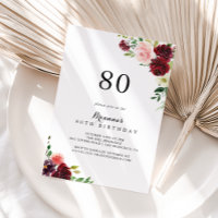 Burgundy Spring Floral 80e fête d'anniversaire