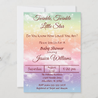 Invitation Burgundy Twinkle Twinkle Little Star Baby shower