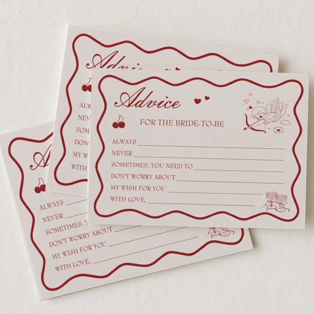 Invitation Burgundy Valentine Bridal Shower Advice Card (Créateur téléchargé)