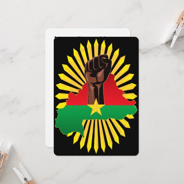 Invitation Burkina Faso Carte, drapeau et première révolution (Devant/Arrière en situation)