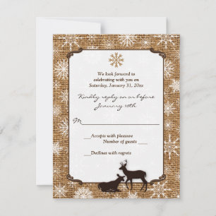 Invitation Burlap rustique, flocons de neige et mariage des c