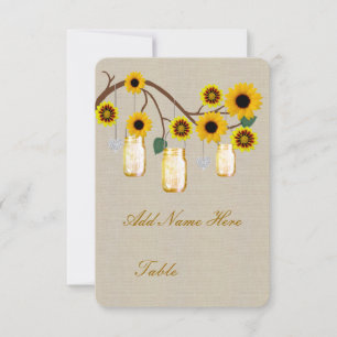 Invitation Burlap Rustique Jaune Mason Jarres Table Place Car