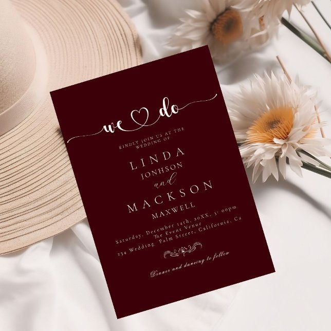 Invitation Burngundy & Ivory botanical crest  (Créateur téléchargé)