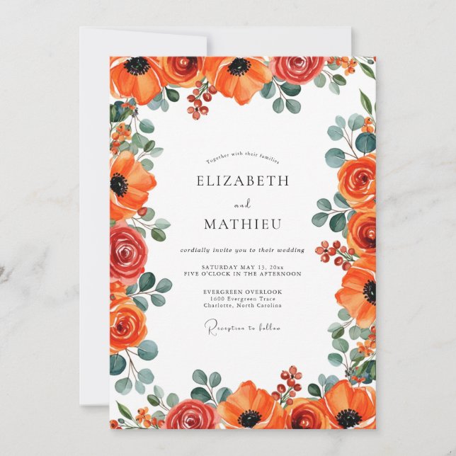 Invitation Burnt Orange Elegant Summer Wedding (Devant)