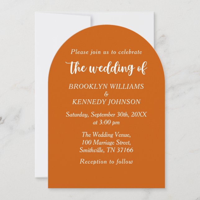 Invitation Burnt Orange Floral Mariage Nom du couple (Devant)
