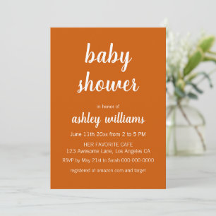 Invitation Burnt Orange Moderne Élégant Baby shower Invitatio