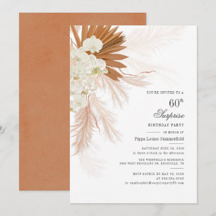 Invitation Burnt Orange Pampas Grass 60e fête d'anniversaire