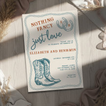 Burnt Orange Teal Cream Western Horseshoe Wedding