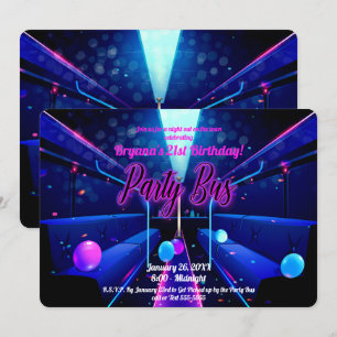 Invitation Bus de fête éclairage fête club hopping 21e annive
