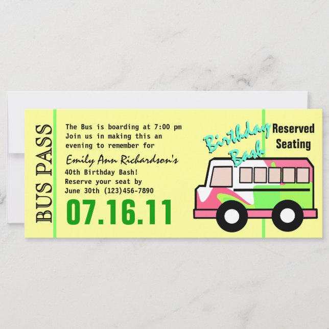 Invitation Bus Pass Anniversaire (Devant)