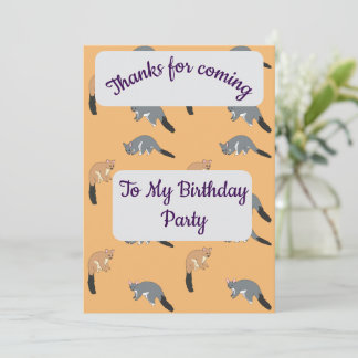 Invitation Bushy Tail Possums Thank you Card
