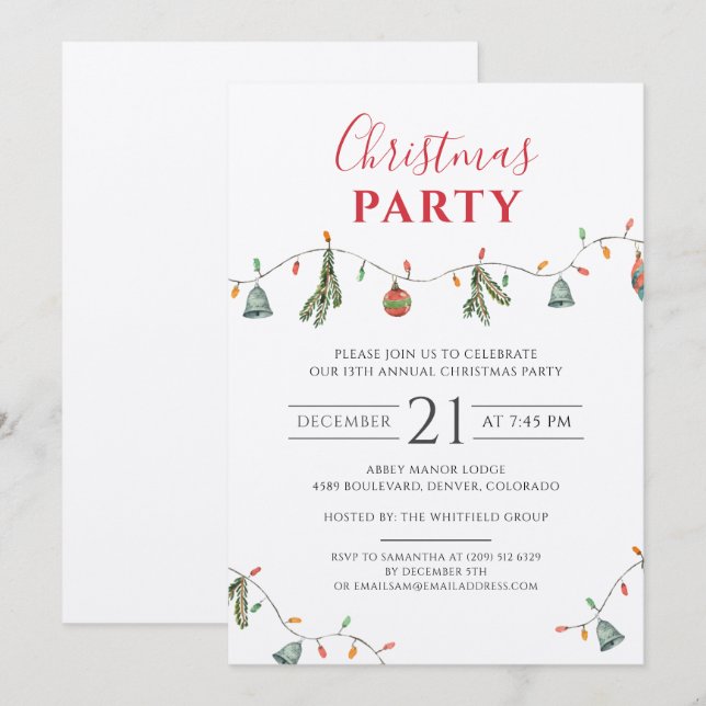 Invitation Business annuel Noël Fête (Devant / Derrière)