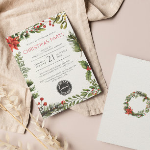 Invitation Business Logo Botanical Christmas Party