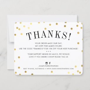 Invitation BUSINESS MERCI chic taches or moderne