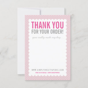Invitation BUSINESS MERCI NOTE jolie polkadot rose
