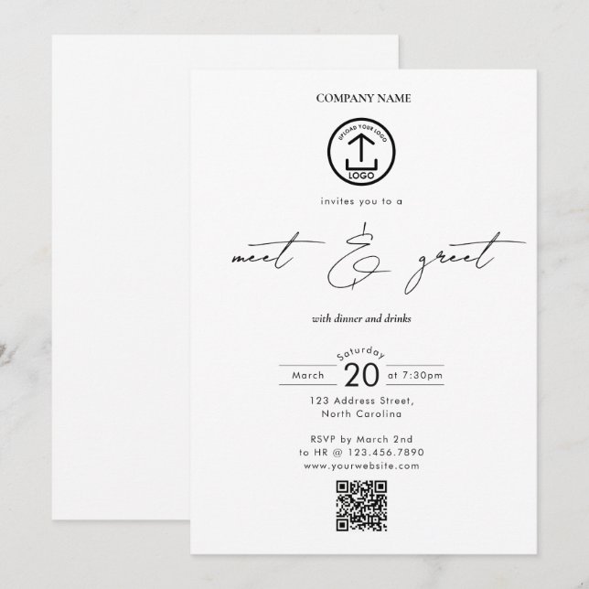 Invitation Business Networking Dinner Event Logo Script (Devant / Derrière)