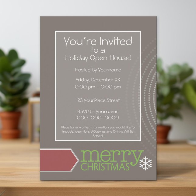 Invitation Business Open House - Retro Office Holiday (Holiday Invitation)