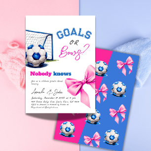 Invitation Buts ou Bows Blue ou rose Football Sexe Révéler