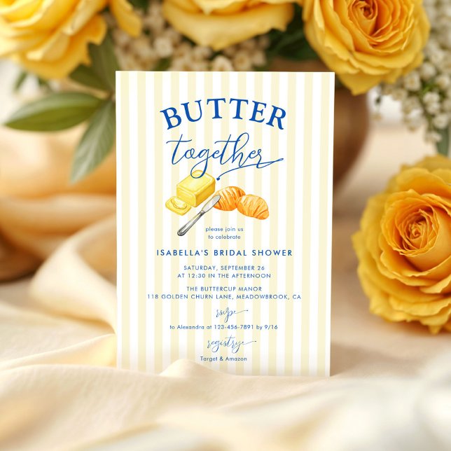 Invitation Butter Together Yellow Stripes Bridal Shower (Créateur téléchargé)