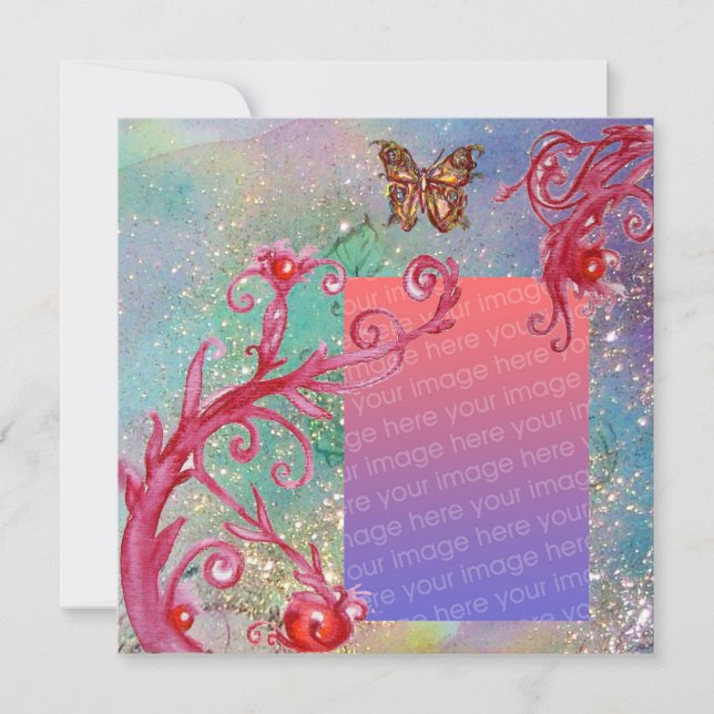 Invitation BUTTERFER EN Mariage Bleu SPARKLES Modèle photo (Devant)
