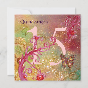 Invitation BUTTERFER EN OR SPARKLES Quinceanera Anniversaire