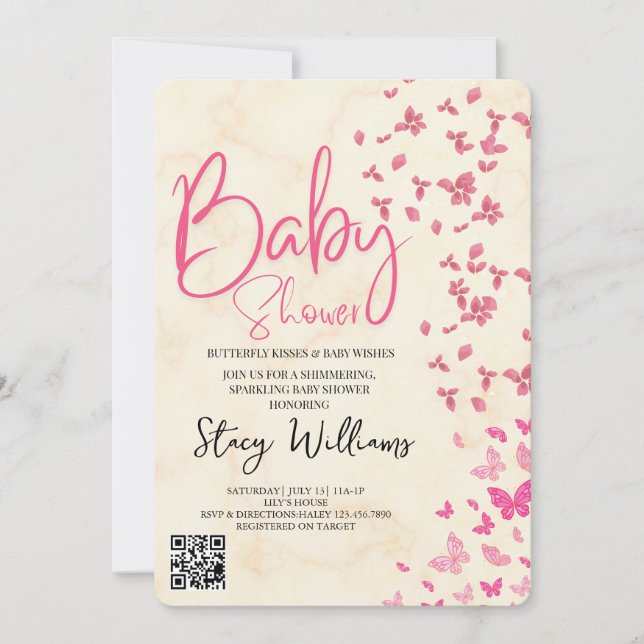 Invitation Butterfly Baby Shower (Devant)