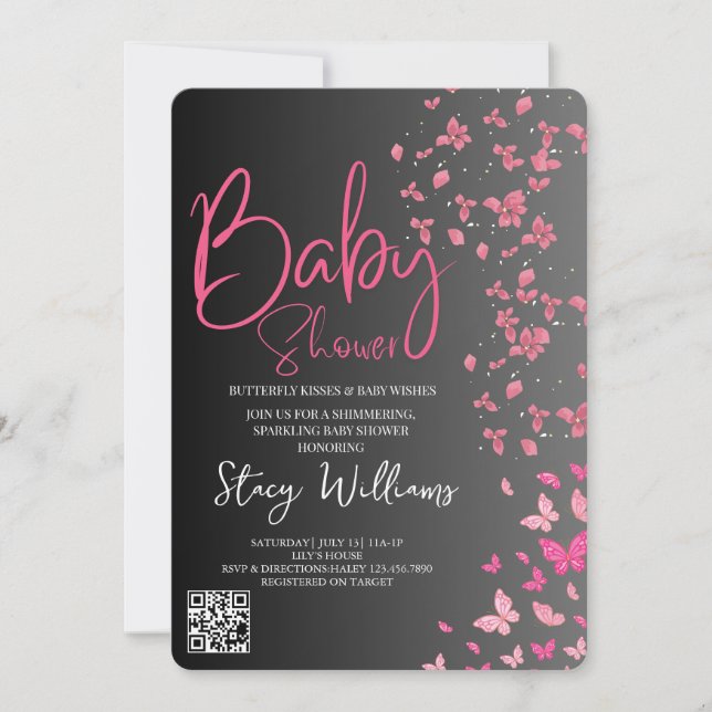 Invitation Butterfly Baby Shower (Devant)