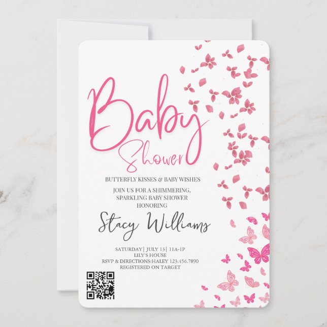 Invitation Butterfly Baby Shower (Devant)