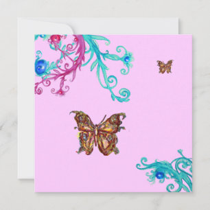 Invitation BUTTERFLY, bleu rose vif