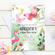 Butterfly Garden Flamant rose Fairy Flowers Annive