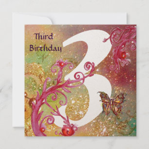 Invitation BUTTERFLY IN SPARKLES Troisième anniversaire de l'