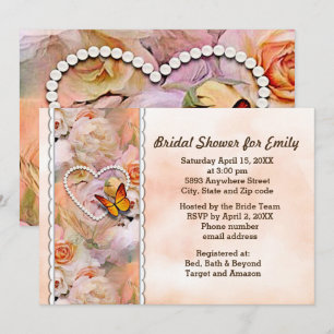 Invitation Butterfly Pearl Hearl Floral Serene Fête des marié