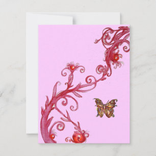 Invitation BUTTERFLY, rose rouge vif