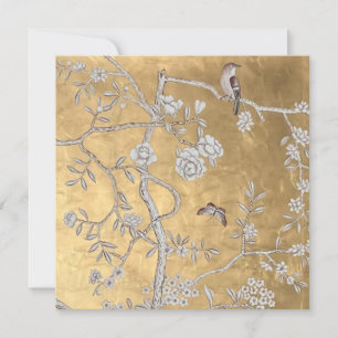 Invitation Butterfly & Sparrow Golden Oriental Garden Scène