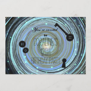 Invitation Button Eyes & Skeleton Key Autre Monde Fête