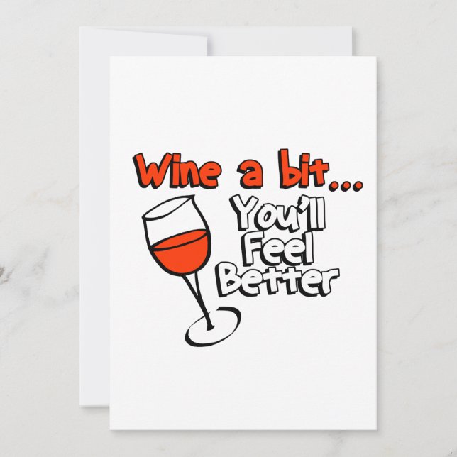 Invitation Buvez un peu de vin, vous vous sentirez mieux (Devant)