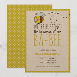 Invitation BUZZING Pour l'ARRIVÉE de BA BEE Baby shower Jaune