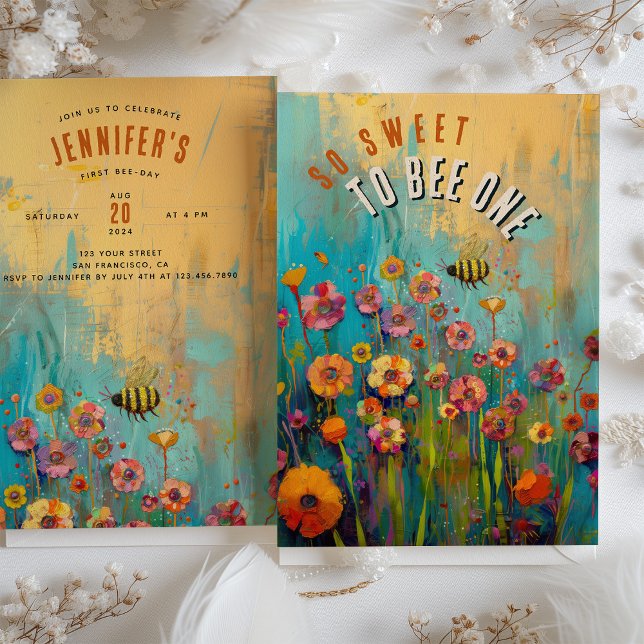 Invitation Buzzy Blooms : Première fête des abeilles (Créateur téléchargé)