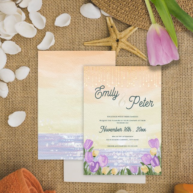 Invitation “By the Sea” Watercolor Beach Wedding (“By the Sea” Watercolor Beach Wedding Invitation)