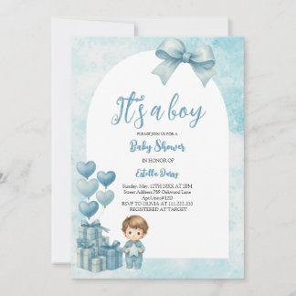 Invitation C’est un Baby shower à ballon bleu garçon