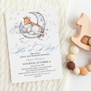 Invitation C´est un Baby shower de petit garçon adorable Elep